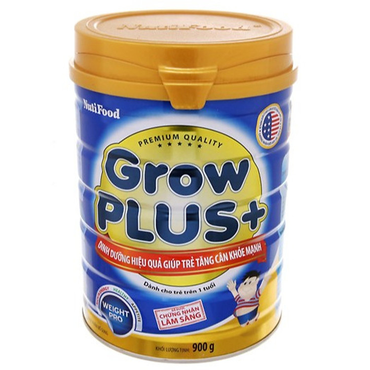 Sữa Nutifood Grow Plus+ Xanh 900 gr: Sữa cho trẻ từ 12 tháng bị thiếu cân, còi cọc