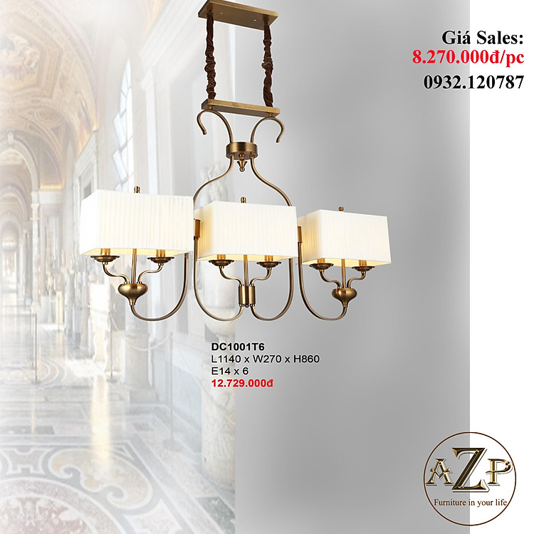 ĐÈN THẢ TRẦN (TAY) / ĐÈN TRANG TRÍ AZP-TT1001-T6 phong cách Tân Cổ Điển, hàng nhập khẩu AZP