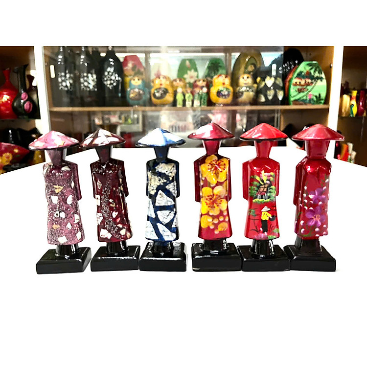 Tượng Gỗ Sơn Mài Cô Gái Việt Nam (Size 10)