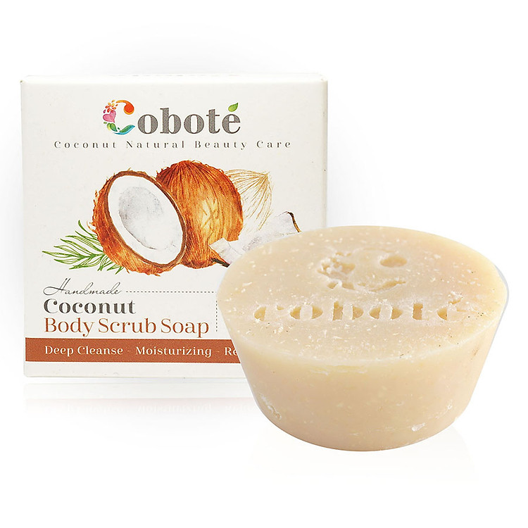 Xà bông dừa Tẩy tế bào chết Cobote - Hương dừa -Handmade - 100% thiên nhiên - Công thức dừa toàn phần