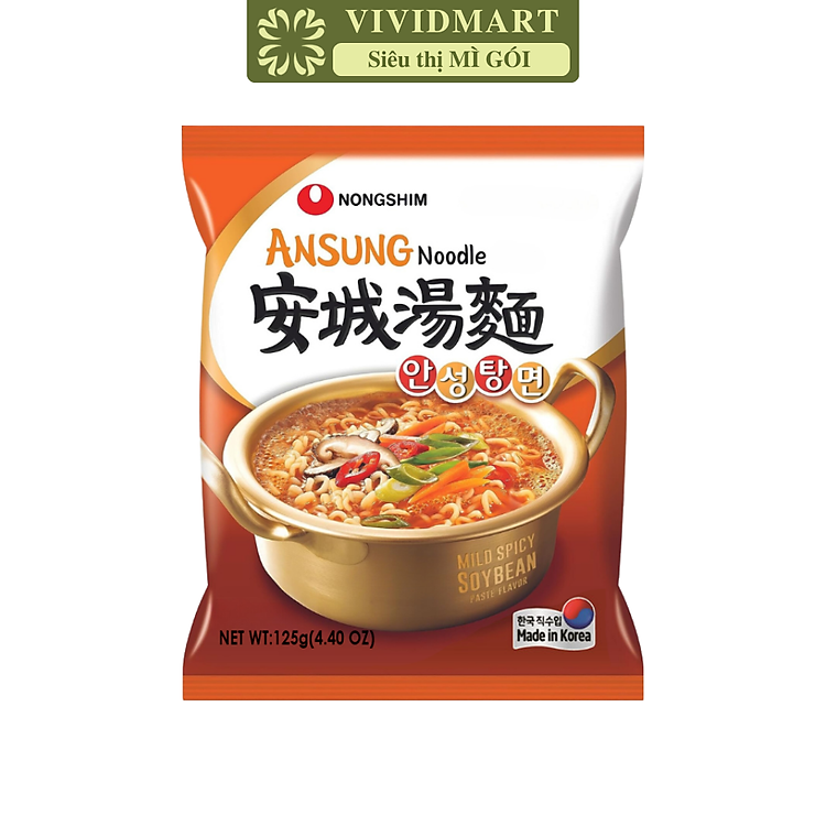 NONGSHIM - Mì Ansungtangmyun hương vị Miso cay, Mì Nongshim Ansungtangmyun ăn liền, Mì miso Hàn Quốc (125g/gói)