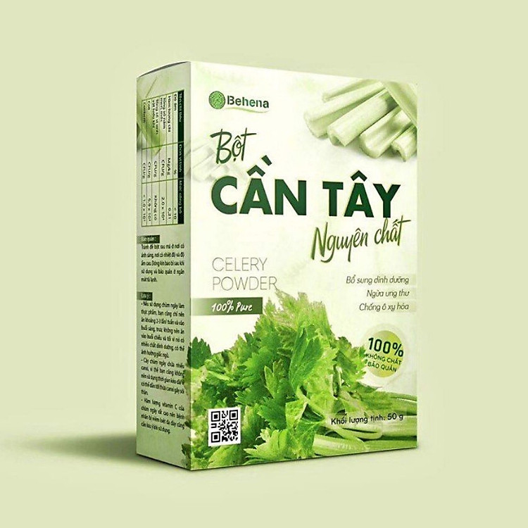 Bột cần tây sấy lạnh Behena - Túi 50gr - Nguyên chất - Giảm cân, thải độc, thanh lọc cơ thể hoàn toàn tự nhiên