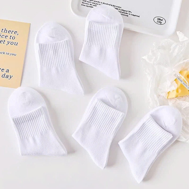 Combo 7 đôi tất vớ nam nữ cổ ngắn 3B trắng học sinh phong cách Hàn Quốc màu trắng