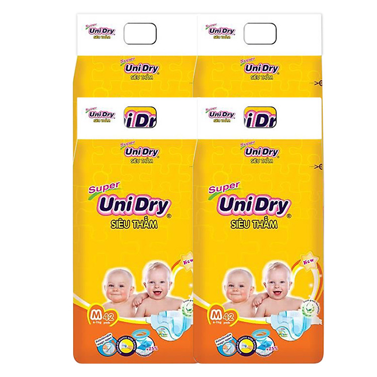 Combo 4 Tã Dán UniDry Super Gói Đại M42 (42 Miếng)
