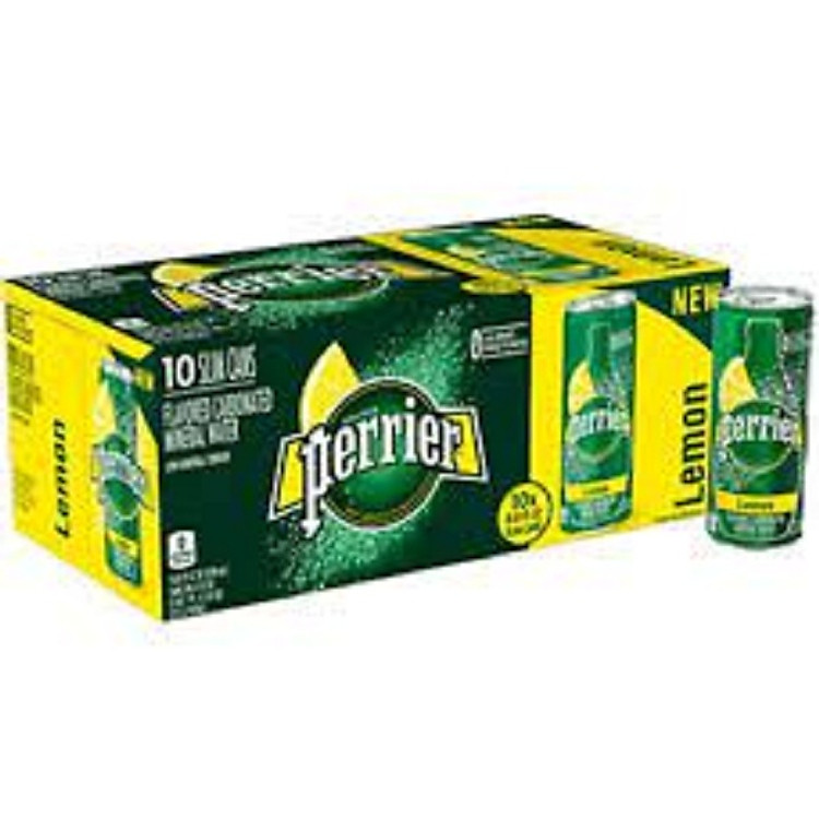 1 thùng tương đương 10 lon Nước giải khát sản xuất từ nước khoáng Perrier hương chanh vàng 250ml