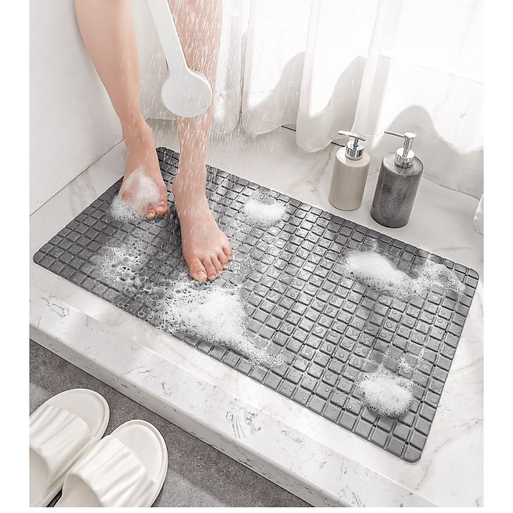 Thảm Chống Trượt Nhà Tắm Ô Vuông 70x38cm - Tấm Lót Sàn Phòng Tắm Cao Su Chống Trơn (Giao màu ngẫu nhiên)