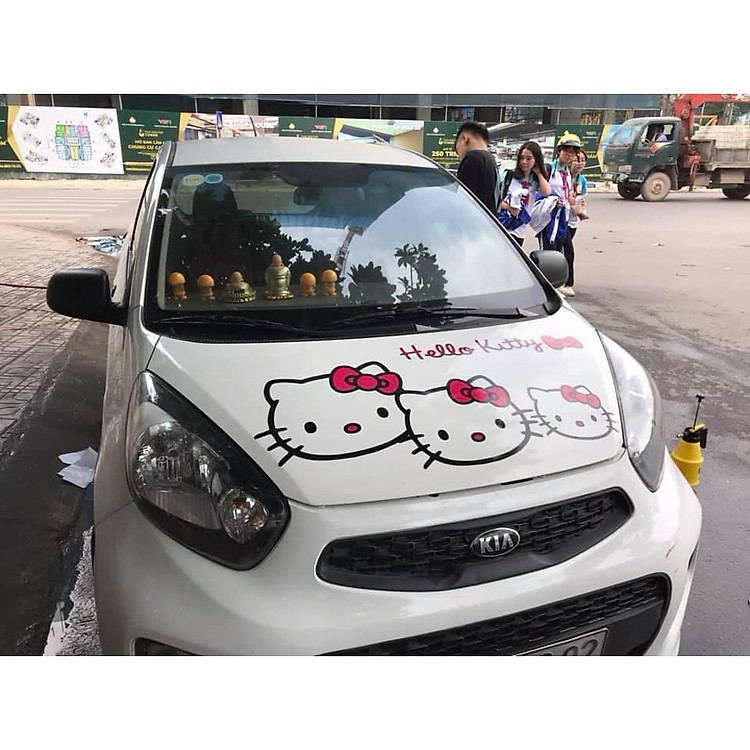 Đề can dán xe, Trang trí xe ô tô, team dán xe, Tem Dán Capo Xe Hello kitty xinh xắn