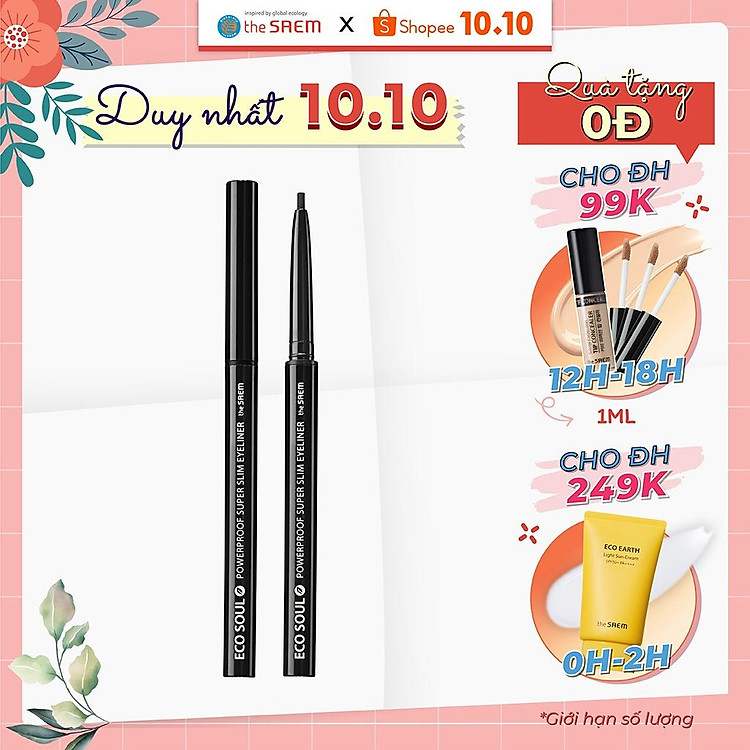 Bút Kẻ Mắt Chống Nước The Saem Eco Soul Powerproof Super Slim Eyeliner (0.1g)