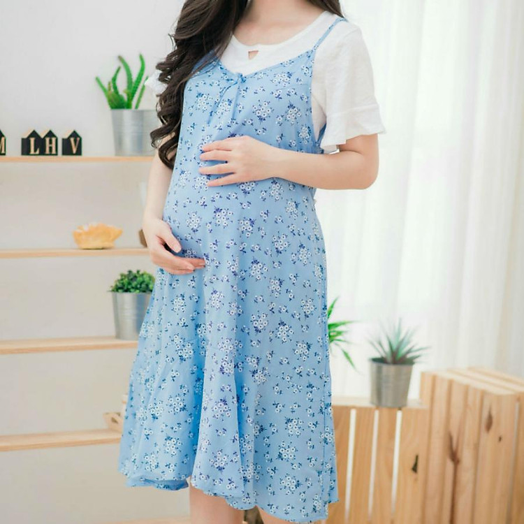 Đầm bầu yếm đuôi cá họa tiết Emum