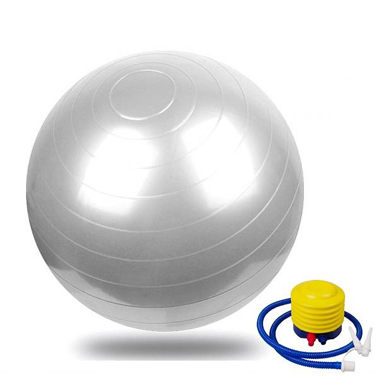 BÓNG TẬP YOGA TRƠN MÀU XÁM ( Tặng kèm bơm bóng và khóa van )