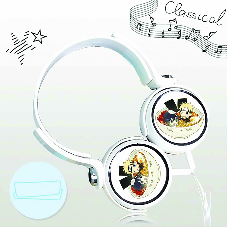 Tai nghe chụp in hình Naruto anime chibi cắm dây có mic