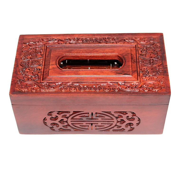 Hộp giấy ăn gỗ hương chạm Oli Wood kapi k603