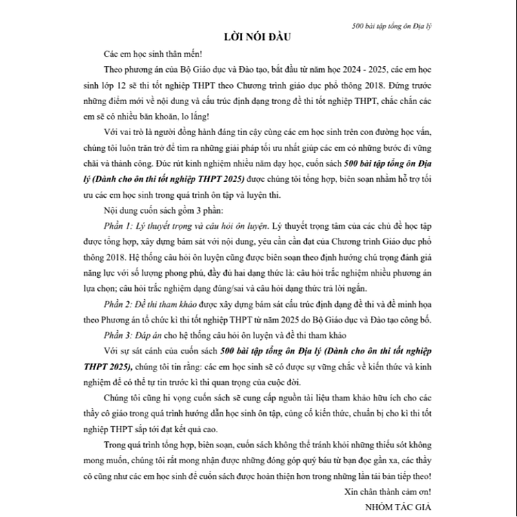 500 Bài Tập Tổng Ôn Địa Lí (Dành Cho Ôn Thi THPT 2025) - Ảnh 3