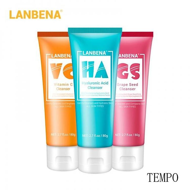 (Hàng Mới Về) Sữa Rửa Mặt Lanbena Tạo Bọt Vitamin C / Hyaluronic Acid / Hạt Nho