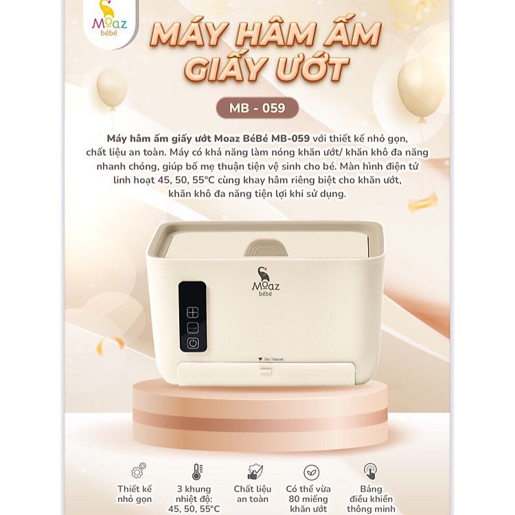 Mua tại Lazada: Máy làm ấm khăn ướt Moaz bebe MB-059 Chính hãng, giá tốt