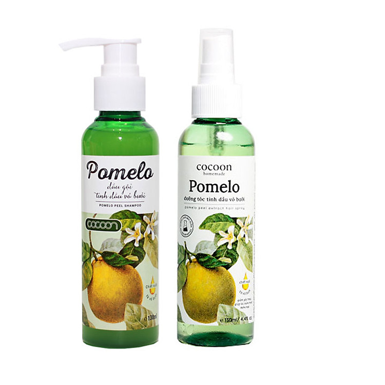 Combo Xịt dưỡng tóc và Dầu gội tinh dầu vỏ bưởi Pomelo Cocoon 130ml giảm rụng tóc