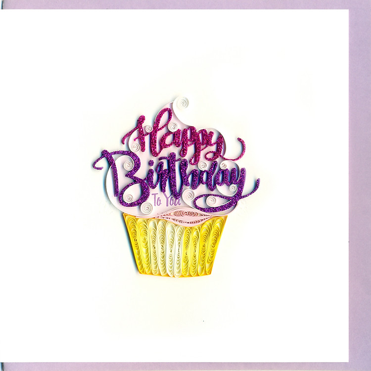 Thiệp chúc mừng sinh nhật giấy xoắn giá rẻ size 15x15cm