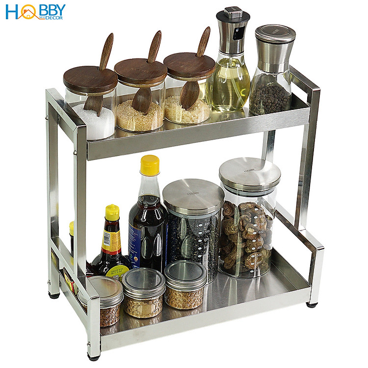 Kệ đựng gia vị nhà bếp 2 tầng Inox 304 đa năng Hobby home decor GV2TN
