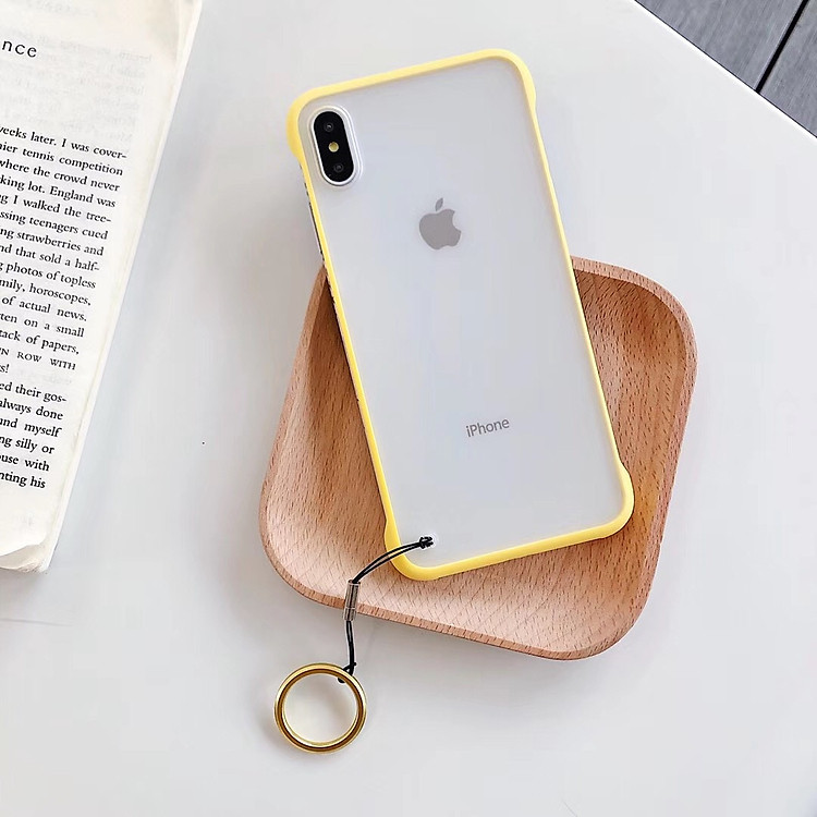 Ốp lưng nhám mờ viền màu kèm dây dành cho iphone 6,6s,6 plus,6s plus,6s plus,7,8,7 plus,8 plus,X,XS,XR,XS Max