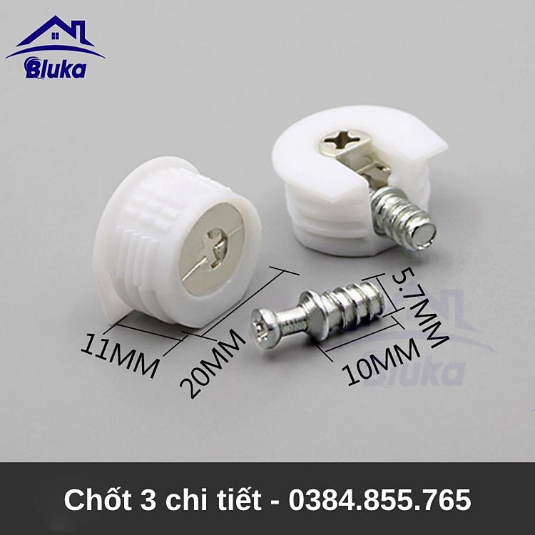 COMBO 50 CHIẾC CHỐT Ốc cam liên kết dạng ngắn cam kiều 2 Chốt hãm đợt tròn màu trắng