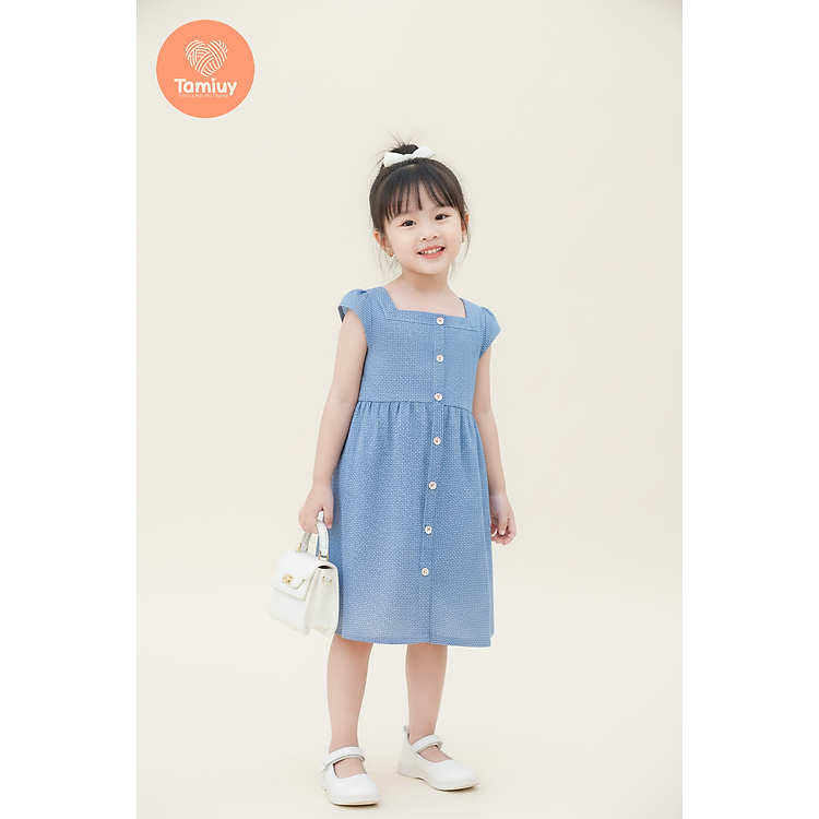 Đầm Bé Gái Tamiuy Hoa Nhí Cổ Vuông Cho Bé Gái 8-30 kg
