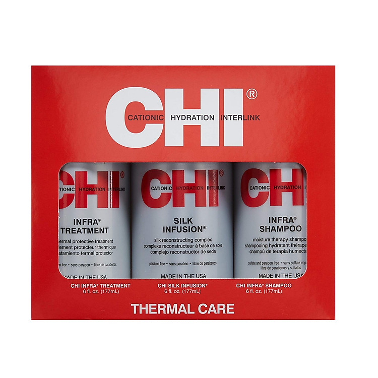 Bộ Kit dầu gội xả tinh dầu CHI Infusion oil Infra shampoo & Conditioner dưỡng tóc siêu mượt Mỹ 177ml x 3