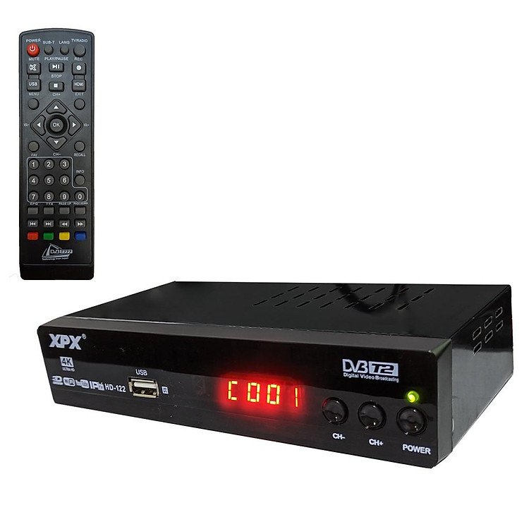 Đầu Thu Truyền Hình- Đầu thu kỹ thuật số DVB T2 - XPX FullHD, Truyền Hình Mặt Đất Xem Hơn 80 Kênh- Kèm Pin AAA Hàng Chính Hãng