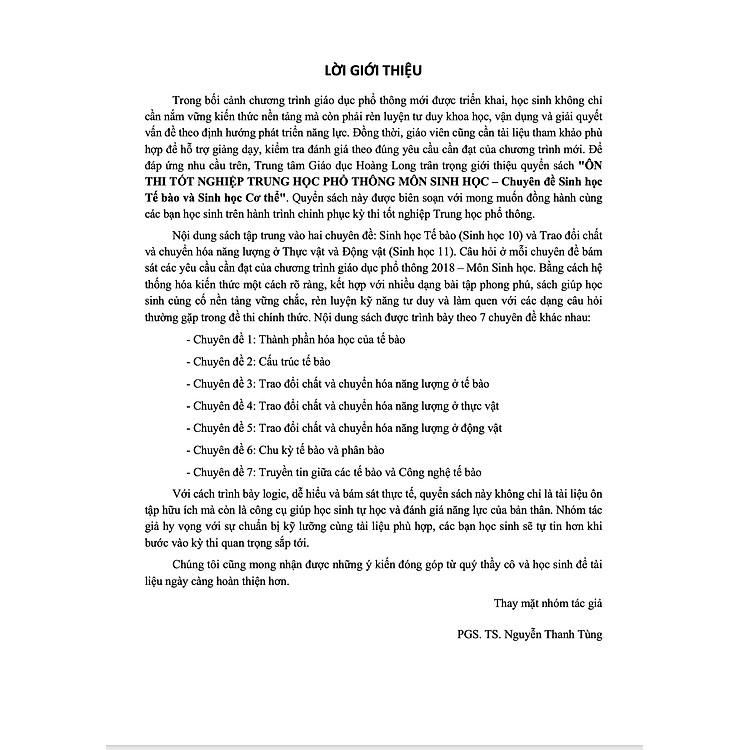 Ôn thi TN THPT môn Sinh học - Sinh học tế bào và Sinh học cơ thể - Ảnh 2