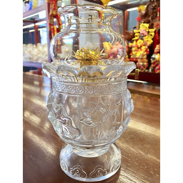 ĐÈN DẦU THỜ - CAO 19CM - THỦY TINH CAO CẤP