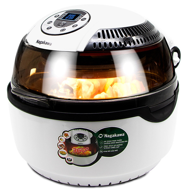 Nồi Chiên Không Dầu Điện Tử Xoay 360 Độ Nagakawa NAG3303 (9.0 Lít) - Hàng chính hãng