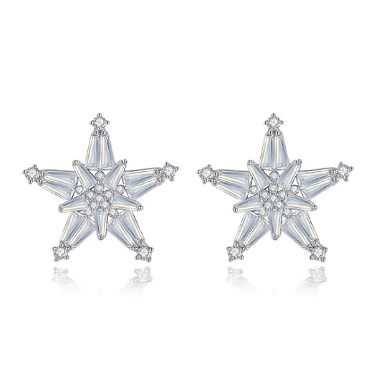 Bông tai khuyên tai bạc S925 ngôi sao năm cánh sát tai