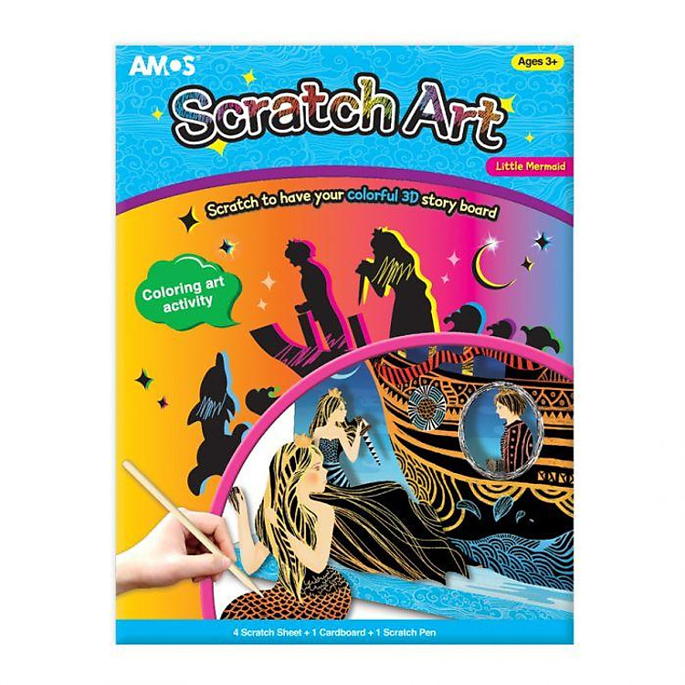 Sổ Vẽ Nghệ Thuật AMOS Scratch Art SA4 - Xanh - Ảnh 2
