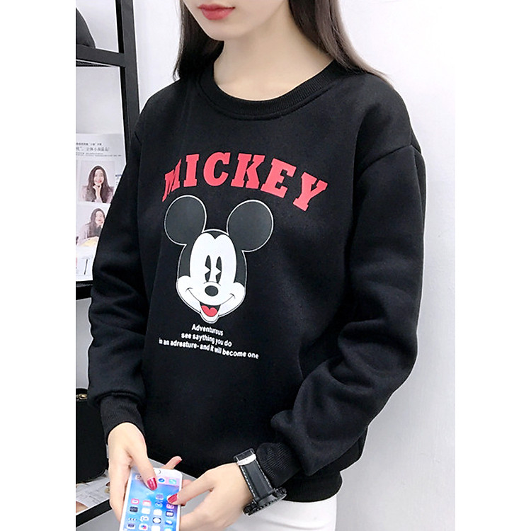 Áo khoác hoodie nữ tay dài hình chuột MICKEY 0114