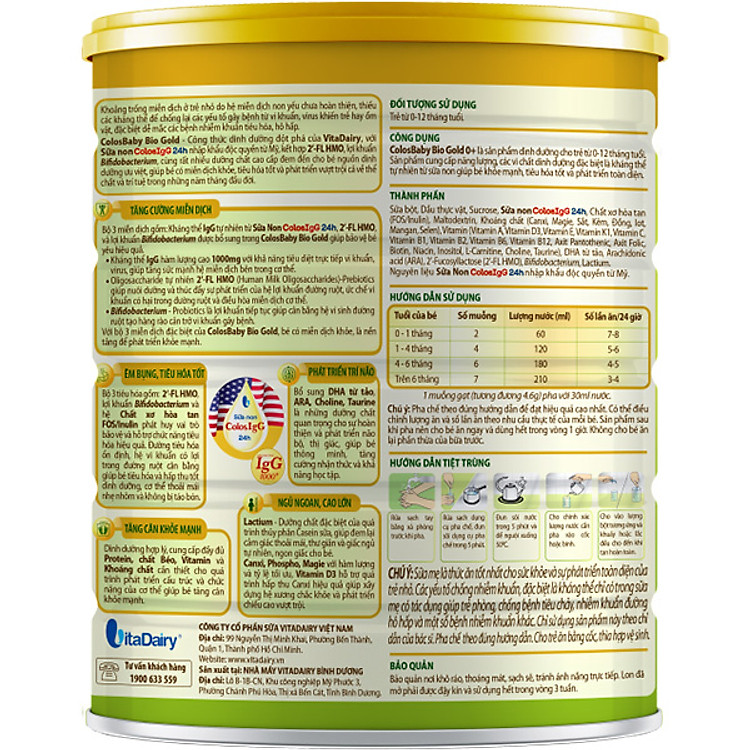 Nơi mua Sữa Bột Vitadairy COLOSBABY BIO GOLD 800g Chất lượng Tiết kiệm - Hình ảnh 3