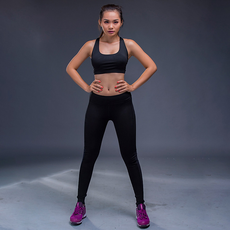 Set đồ tập Yoga Gym 8 dây Thiết kế cao cấp Hibi Sports Mã H101 - Áo bra 8 dây - Quần lưng cao phối lưới tôn dáng - Áo có mút nâng ngực