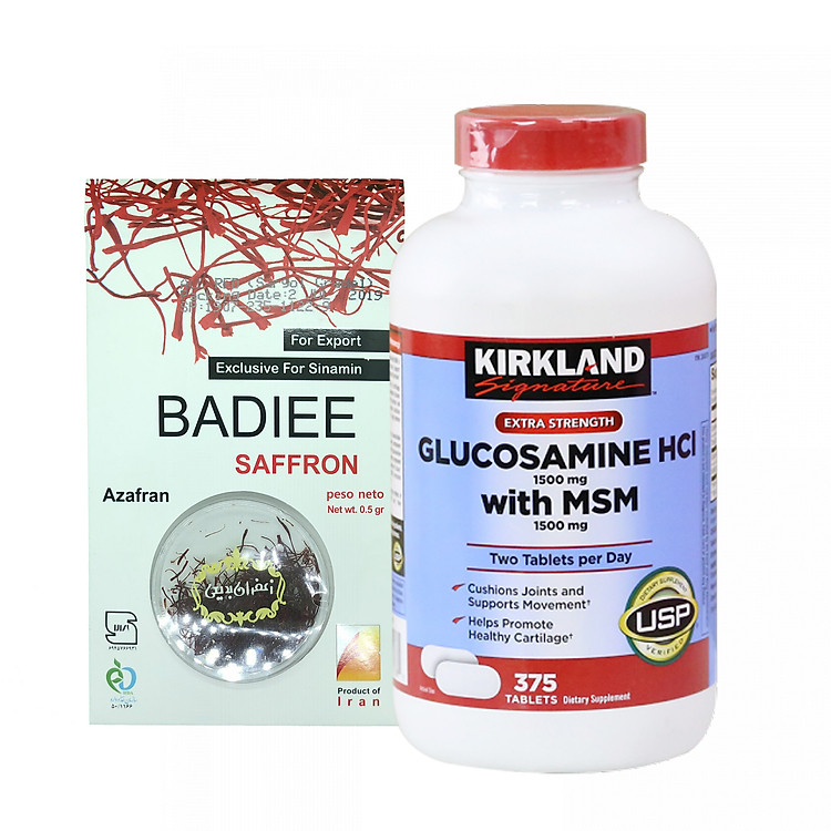 Thực phẩm Bảo Vệ Sức Khỏe Viên uống bổ sung cho xương khớp Kirkland Glucosamine Tặng 1 Hộp Saffron Badiee Nhập Khẩu IRAN