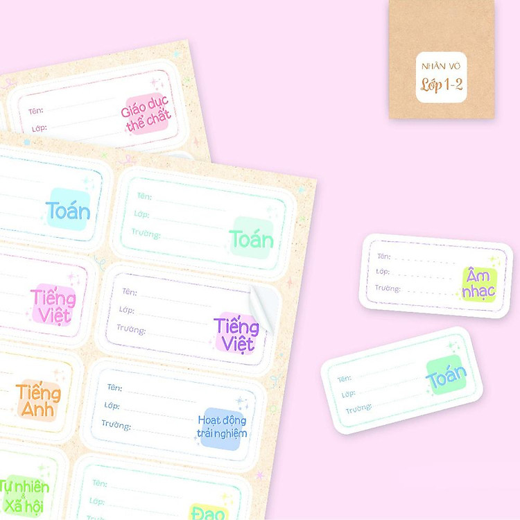 Bộ Nhãn Vở A Lớp 1-2 (16 chiếc) - Ảnh 2