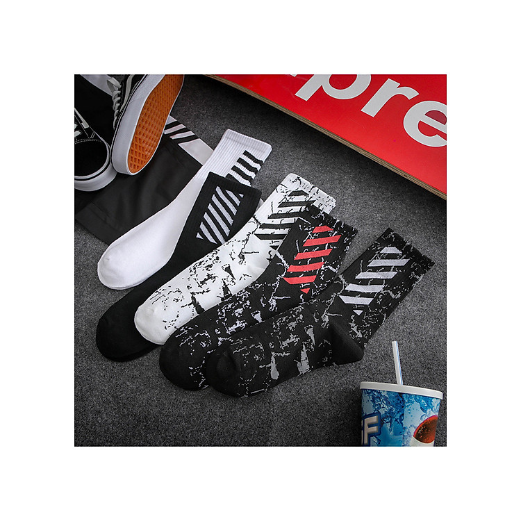 Combo 5 đôi tất vớ cao cổ thể thao unisex tặng vòng tay may mắn