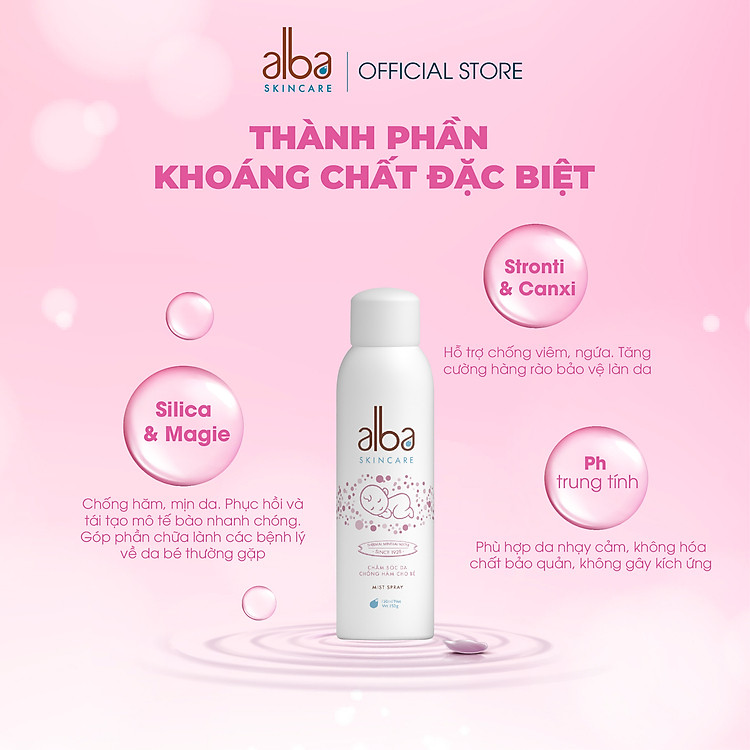 Xịt Khoáng BABY ALBA Chống Hăm 150ML Chính hãng Giá tốt - Hình ảnh 4