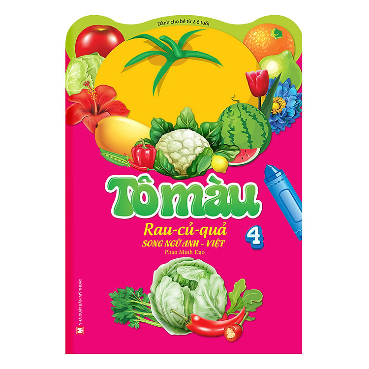 Sách Tô Màu Rau - Củ - Quả Song Ngữ Anh - Việt (Tập 4)