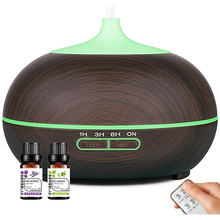 Máy khuếch tán tinh dầu SENSELAB RX400SL + Tặng Tinh dầu Sả Chanh 10ml + Oải Hương 10ml. Tinh dầu thiên nhiên Nhập khẩu Ấn Độ + Kèm Remote Điều khiển