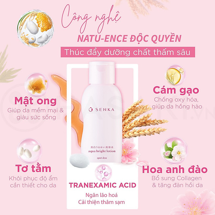 Nước Dưỡng Da Senka Sáng Hồng, Mờ Thâm Sạm 200ml Aqua Bright Lotion