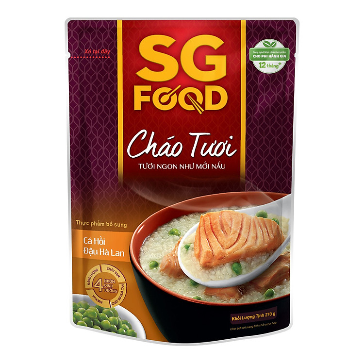 Cháo Tươi Cá Hồi Đậu Hà Lan SG Food (270g)