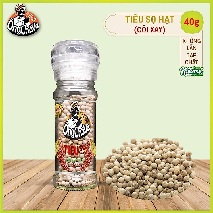 Tiêu Sọ Hạt Ông Chà Và 40g (White Pepper) - Có Cối Xay Tiện Dụng