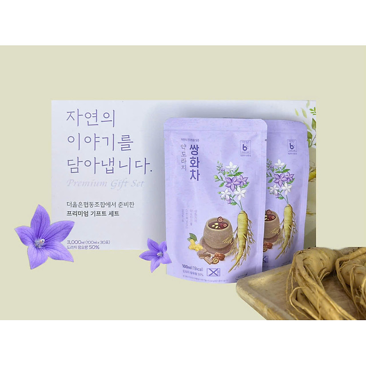 Trà Thảo mộc SSanghwacha rễ cát cánh - Bell Flower Herb Tonic Tea - Ginseng House hộp 30 gói x 100ml
