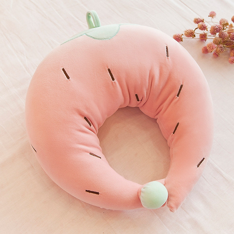 Gối Tựa Cổ Chữ U Hình Dâu Tây Siêu Mịn