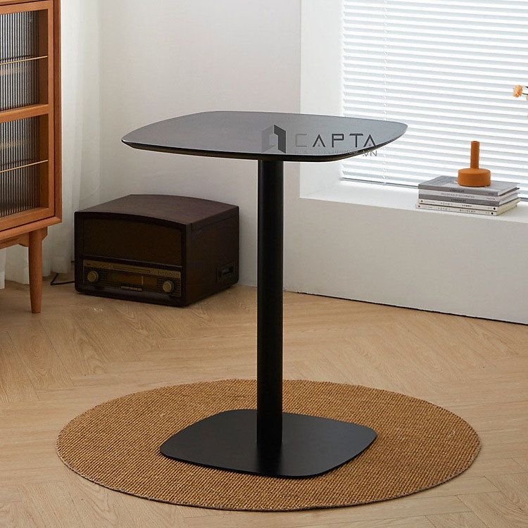 Bàn tiếp khách mặt vuông bo cạnh 60 cm TE1544-06W Nội thất Capta Bàn cafe chân trụ nhỏ gọn để trưng bày, trang trí sản phẩm cho cửa hàng showroom