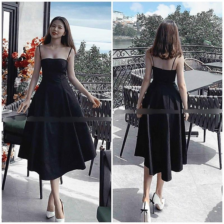 Váy thun xoè 6 mảnh dáng 2 dây dáng đẹp xuất sắc- kèm ảnh thật