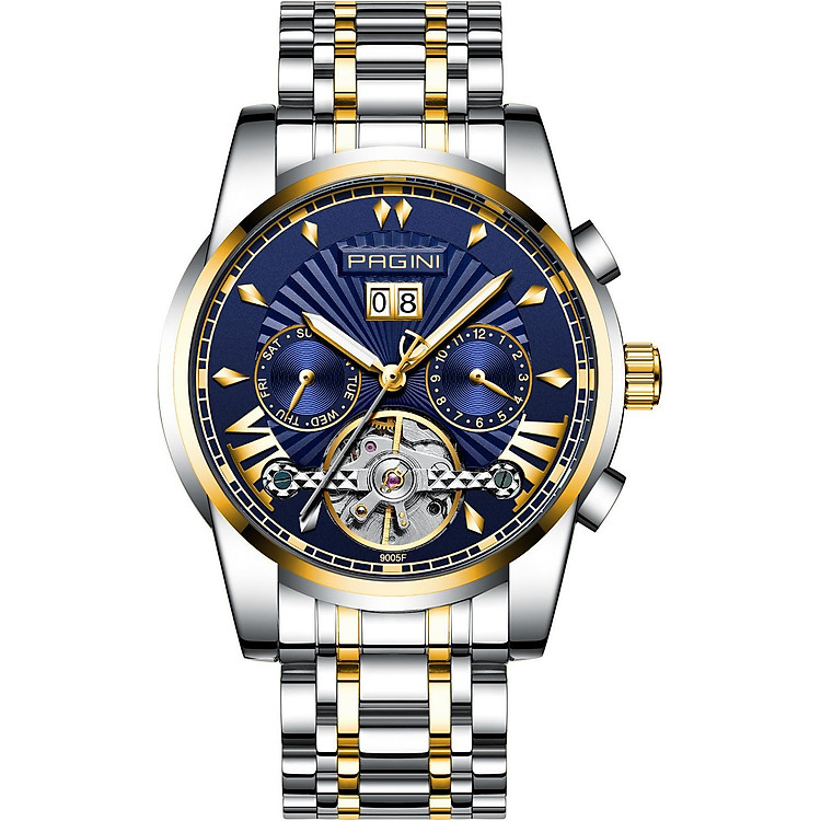 Đồng Hồ Cơ Nam PAGINI Cao Cấp Chính Hãng Automatic Pa9266 Dây Đúc Cao Cấp - Chống Nước 3ATM - Lộ Máy Đẳng Cấp