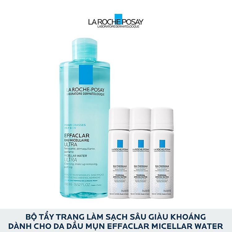 Bộ sản phẩm nước tẩy trang làm sạch sâu giàu khoáng dành cho da dầu mụn La Roche Posay Effaclar Micellar Water Oily Skin